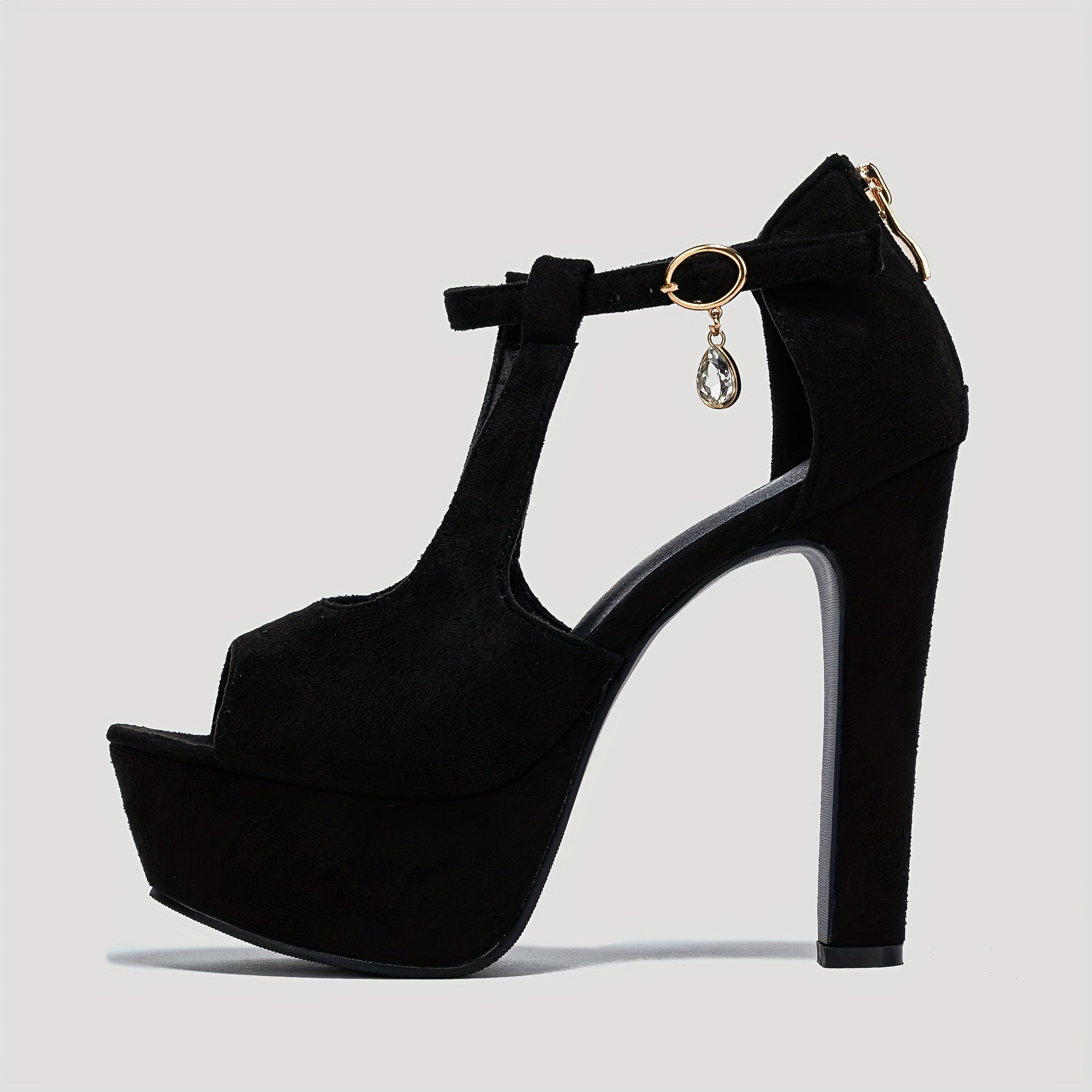 Sexy Cutout Block Heel Sandals - Women's Peep Toe Pumps - Fashion Platform Heels with Buckle Strap