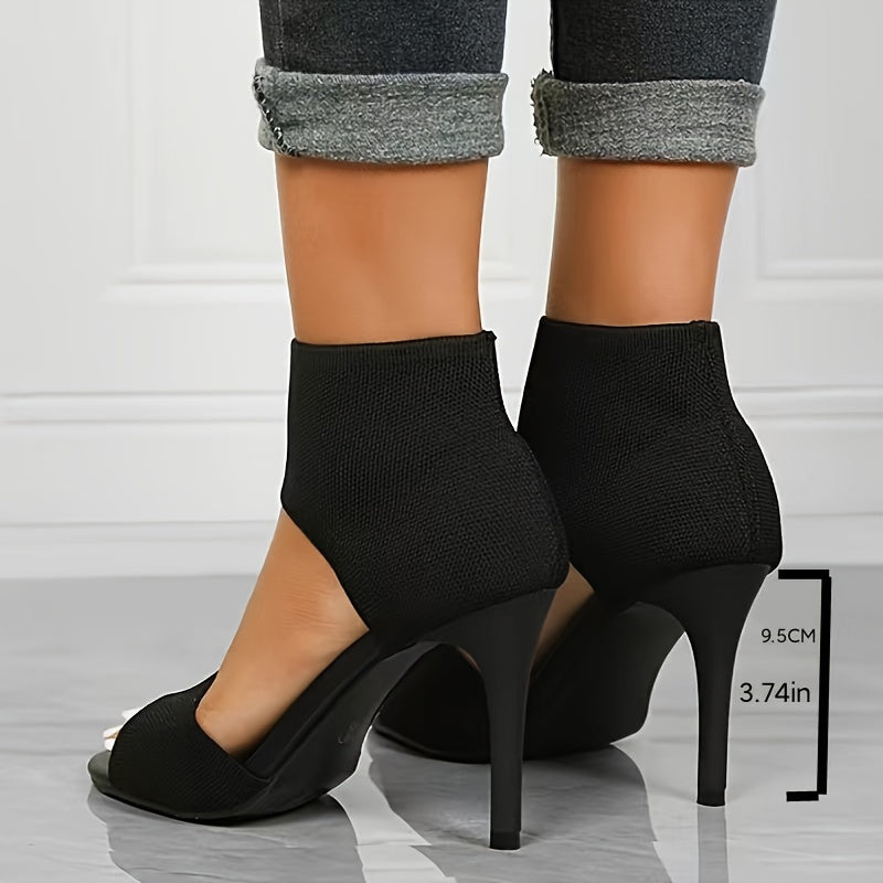Women's Stiletto Heels, Open Toe Dress Pumps, Slip-On Fashion Heels