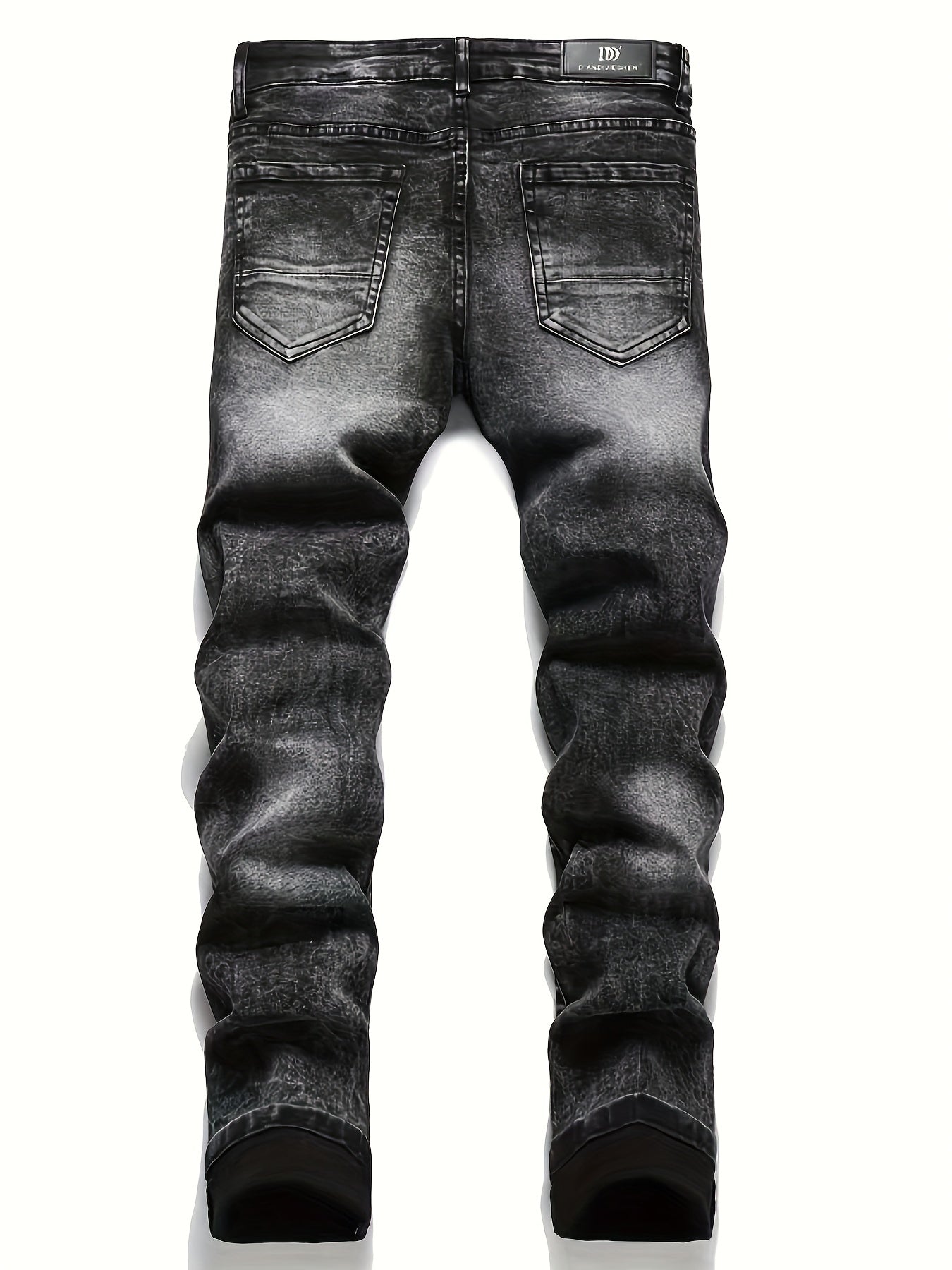 y2k Star Pattern Slim Fit Jeans, Men's Casual Stretch Street Style Denim Pants For All Seasons