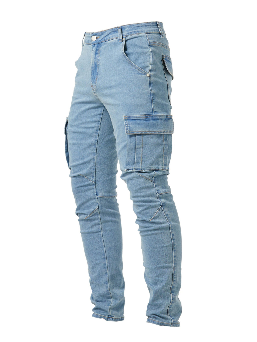 Slim Fit Multi-Pocket Jeans - Men's High Stretch Denim Pants for Casual Street Style, Outdoor Wear, All Seasons Comfort
