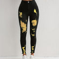 Stylish Black Ripped Skinny Jeans - High-Stretch, Slim Fit, Frayed Hem, Tight Leg, Comfortable Denim Pants for Women - Perfect for Casual Daily Wear, Party, and Outdoor Activities