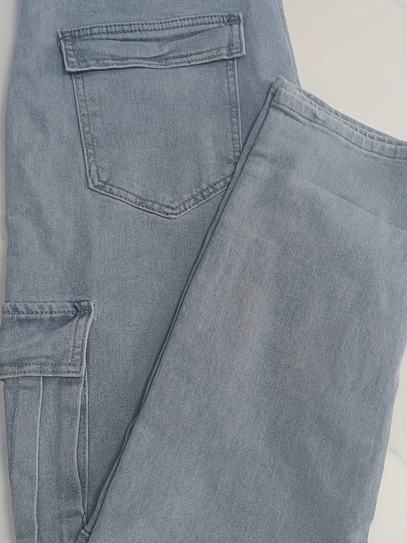 Medium Stretch Slim Fit Multi Pocket Jeans, Men's Casual Street Style Denim Pants