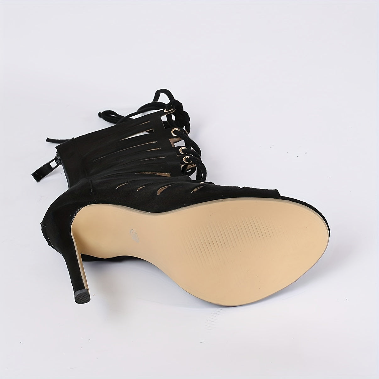 Women's Lace Up Stiletto Sandals, Peep Toe Cut-out Back Zipper High Heels, All-Match Going Out Sandals