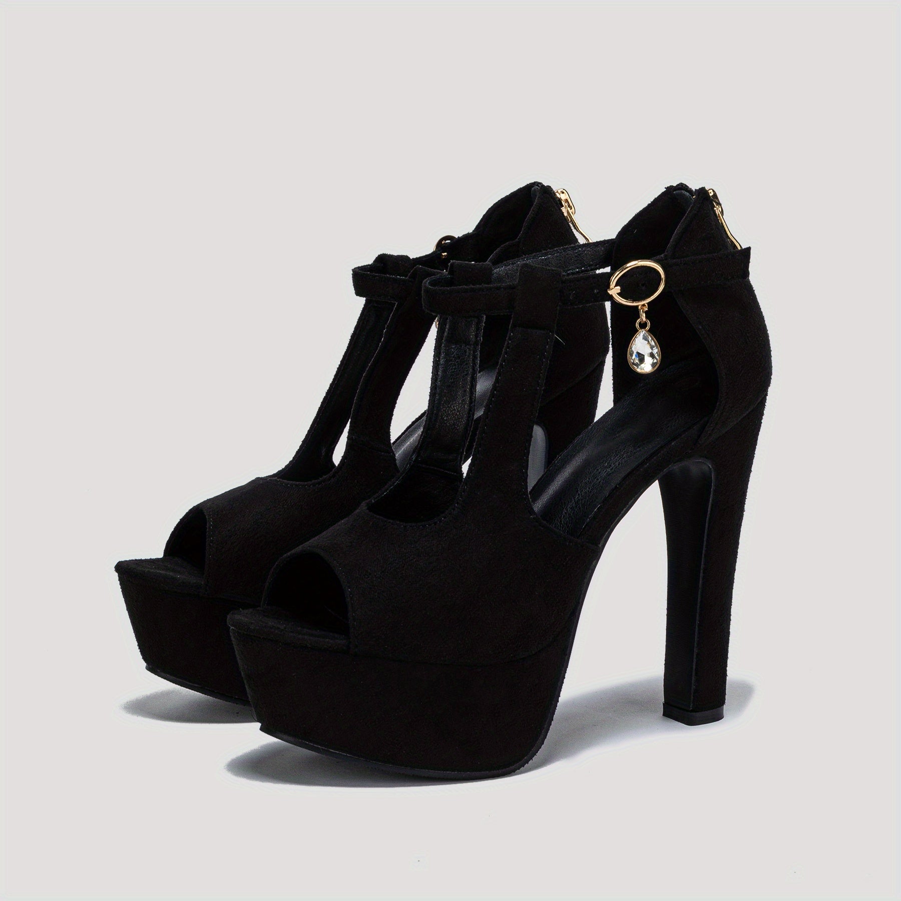 Sexy Cutout Block Heel Sandals - Women's Peep Toe Pumps - Fashion Platform Heels with Buckle Strap