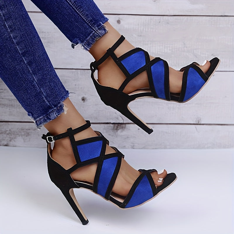 Women's Cut Out High Heel Sandals, Sexy Open Toe Ankle Buckle Strap Stiletto Heels, Party & Daily Wear Pumps