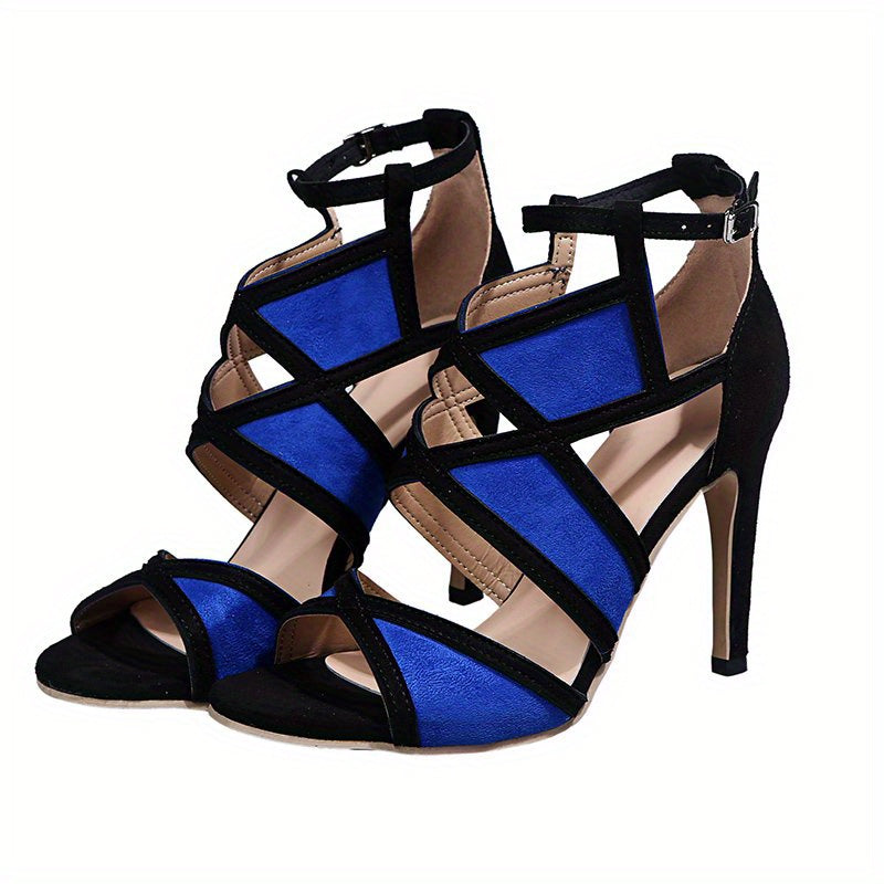 Women's Cut Out High Heel Sandals, Sexy Open Toe Ankle Buckle Strap Stiletto Heels, Party & Daily Wear Pumps