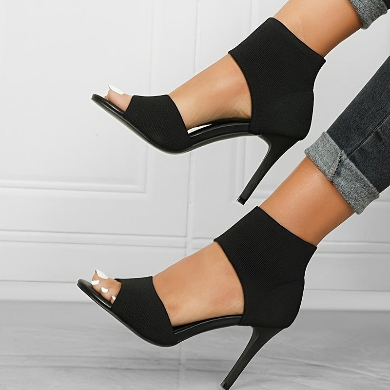 Women's Stiletto Heels, Open Toe Dress Pumps, Slip-On Fashion Heels