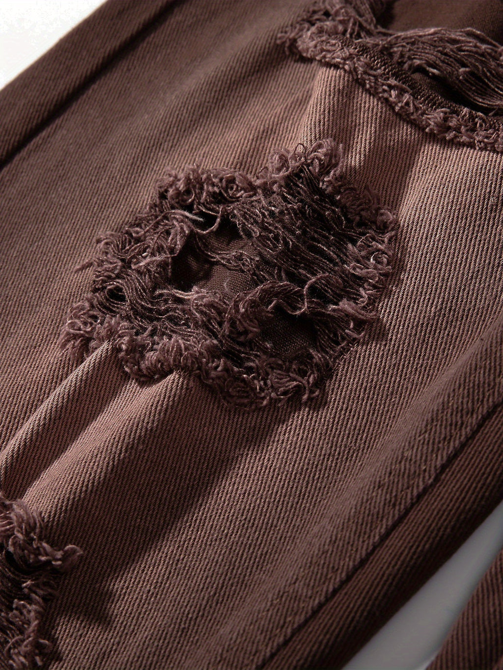 Plain Ripped Holes Straight Jeans, Loose Fit High Waist Distressed Slant Pockets Denim Pants, Women's Denim Jeans & Clothing