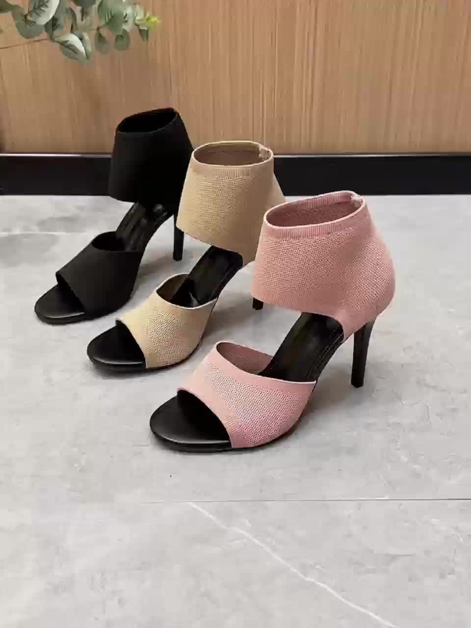 Women's Stiletto Heels, Open Toe Dress Pumps, Slip-On Fashion Heels