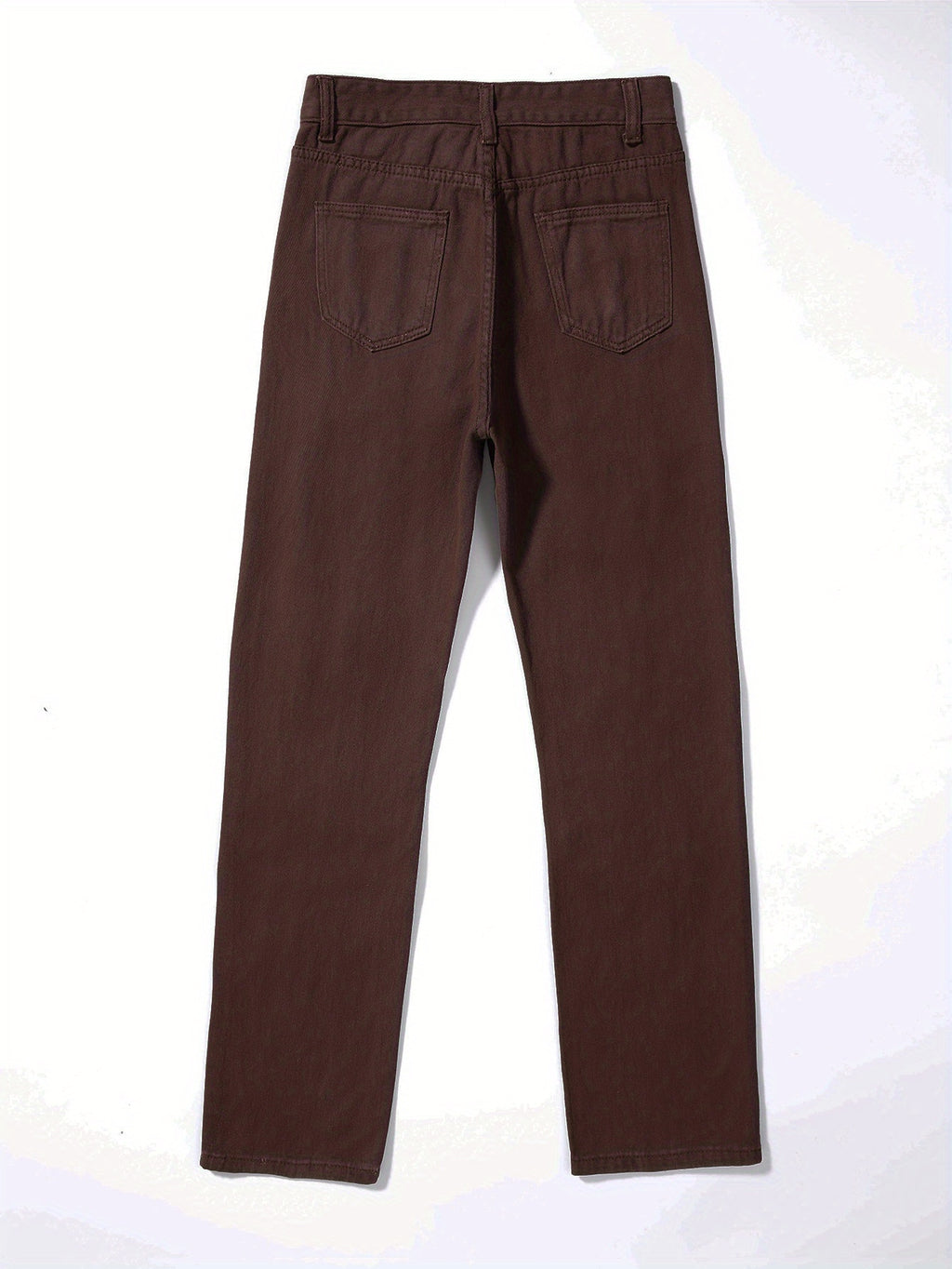 Plain Ripped Holes Straight Jeans, Loose Fit High Waist Distressed Slant Pockets Denim Pants, Women's Denim Jeans & Clothing