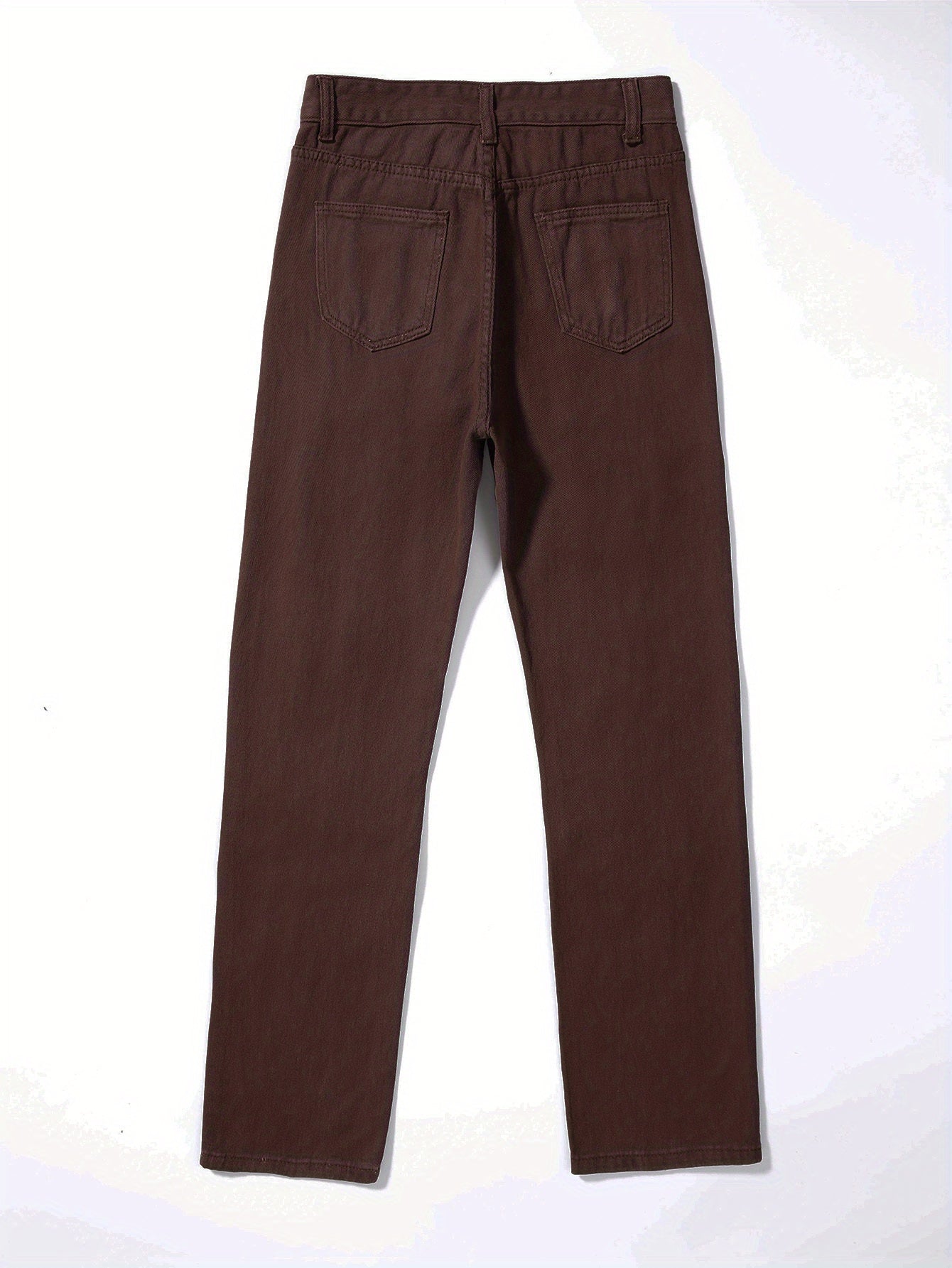 Plain Ripped Holes Straight Jeans, Loose Fit High Waist Distressed Slant Pockets Denim Pants, Women's Denim Jeans & Clothing