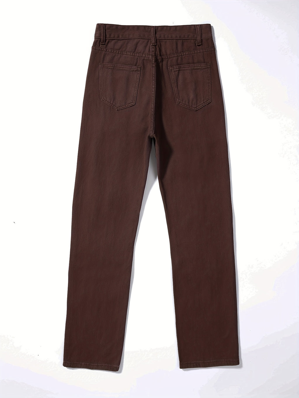 Plain Ripped Holes Straight Jeans, Loose Fit High Waist Distressed Slant Pockets Denim Pants, Women's Denim Jeans & Clothing